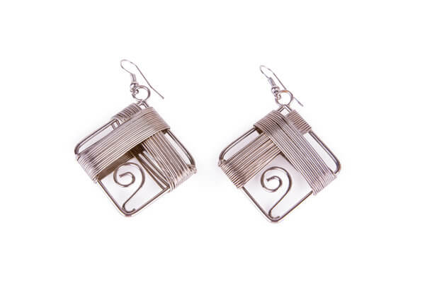 pair of silver earrings